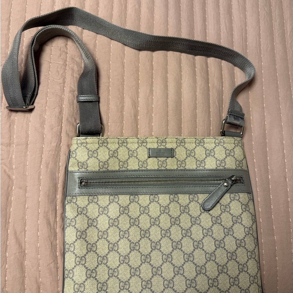 Gucci Beige and Gray Messenger Bag